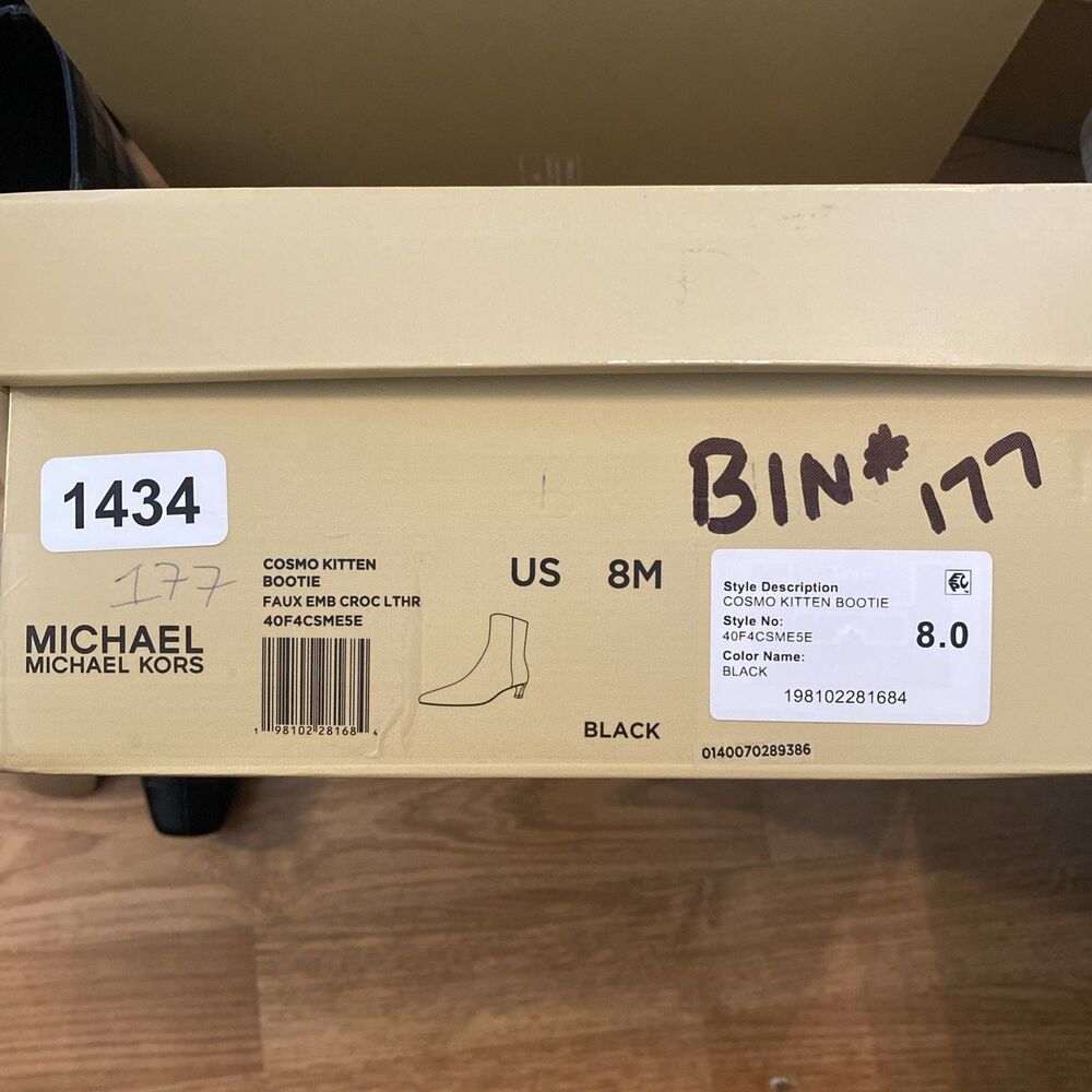 Michael Kors Womens Cosmo Croc-Embossed Kitten Heel Booties Black 8M New - Picture 3 of 11